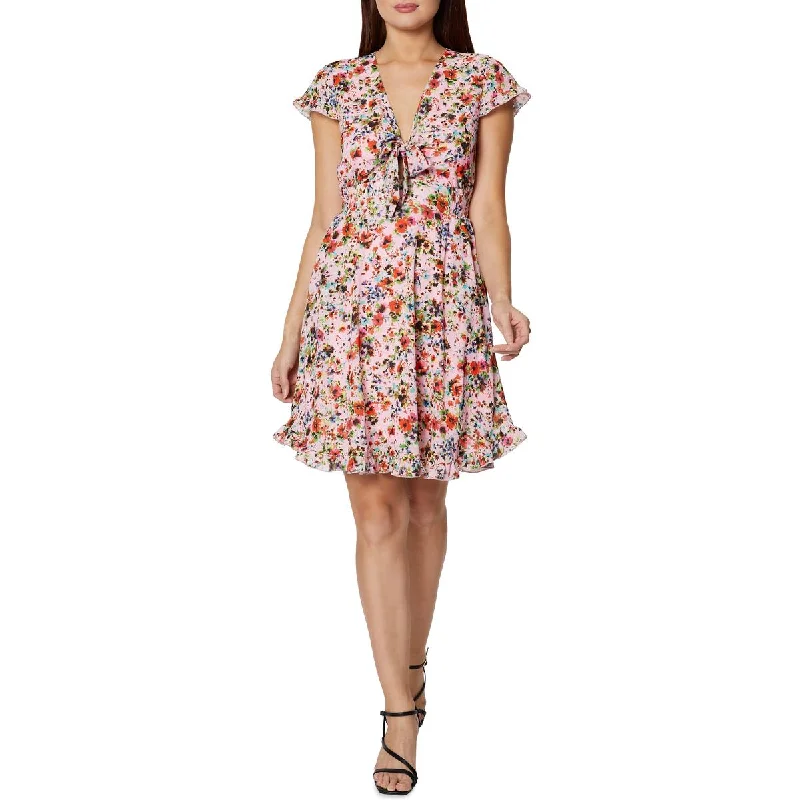 Women's Clothing For Travel BCBGeneration Womens Floral Ruffle Mini Dress