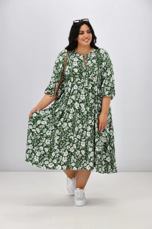 Affordable Trendy Clothes For Women Sunday Boho Ophelia Dress Green Floral