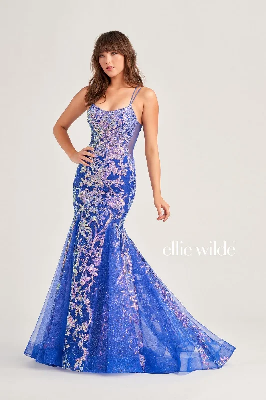 Women's Activewear Outfit Ellie Wilde EW35008 Long Mermaid Glitter Prom Gown