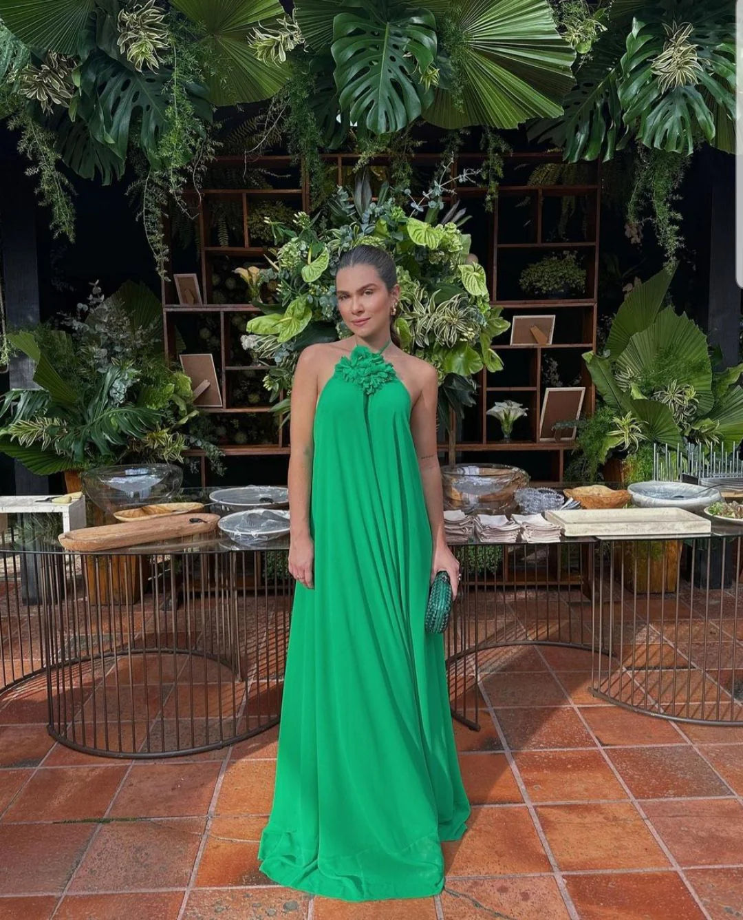 Women's Sporty Clothes Green simple fashion suspenders long chiffon evening dress ball gown wedding guest party dress gh3095