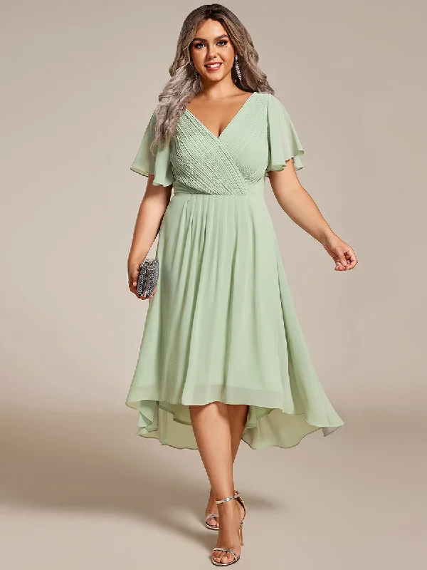 Casual Apparel For Women Plus Pleated Ruffles Chiffon Wholesale Wedding Guest Dresses