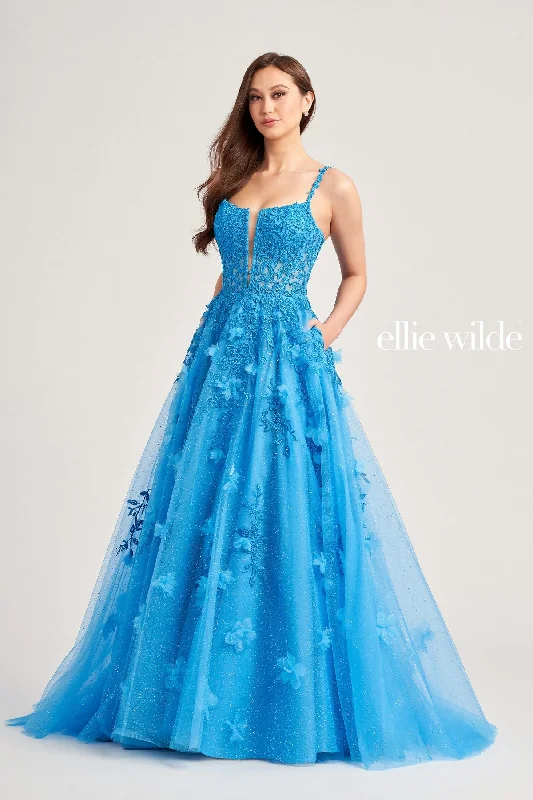 Women's Classic Attire Ellie Wilde EW35081 Prom Long Beaded Applique Ball Gown