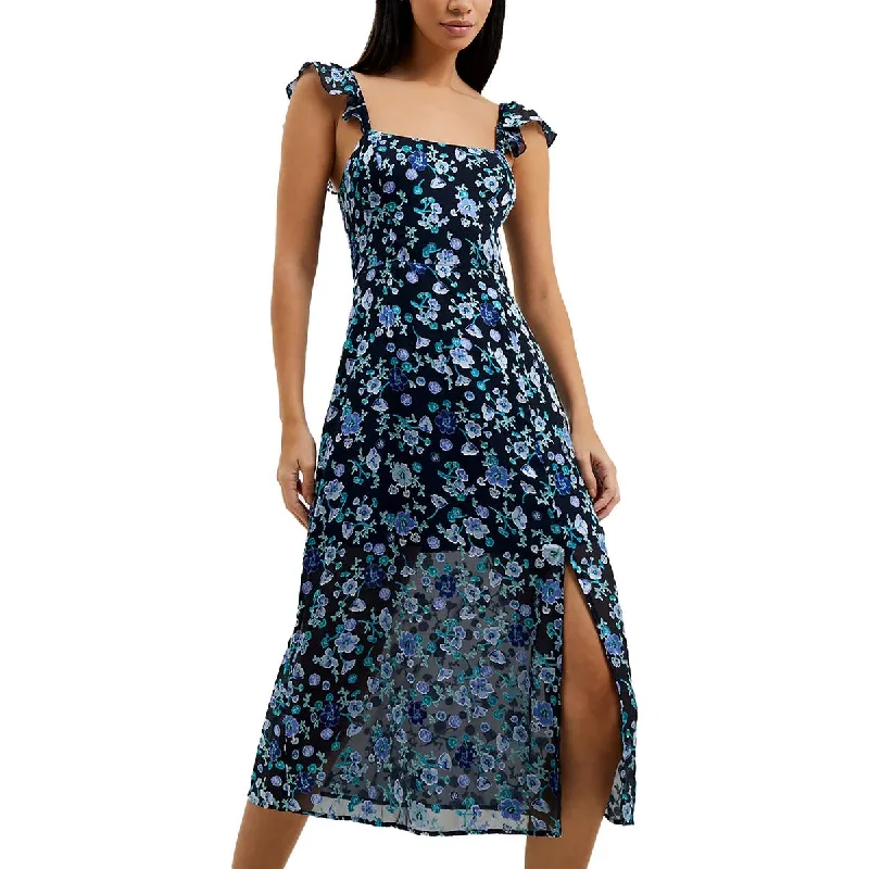 Women's High-Fashion Apparel French Connection Womens Bette Floral Print Flutter Sleeve Midi Dress