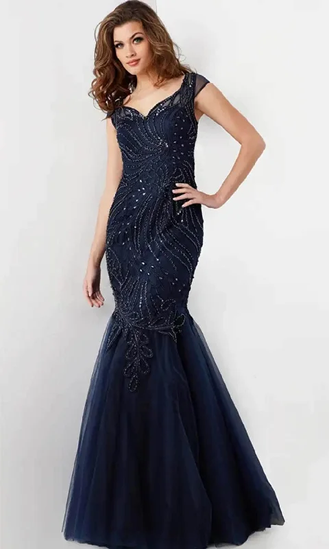 Women's Outerwear Apparel Jovani 25850 - Embellished Cap Sleeve Prom Gown