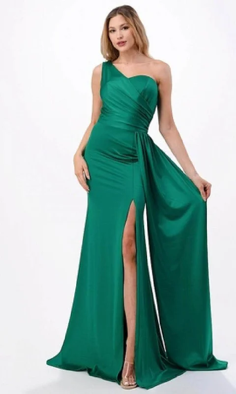 Women's Effortless Casual Outfit Trevi Collection D567 - Draped One Shoulder Evening Gown