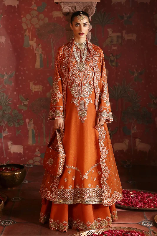 Stylish Outerwear Clothes For Women Luxury Orange Embroidered Pakistani Wedding Dress Kameez Sharara