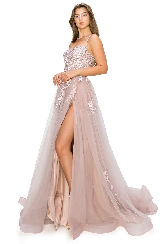 Timeless Women's Apparel Cinderella Couture CC8031J Sleeveless Slit Gown