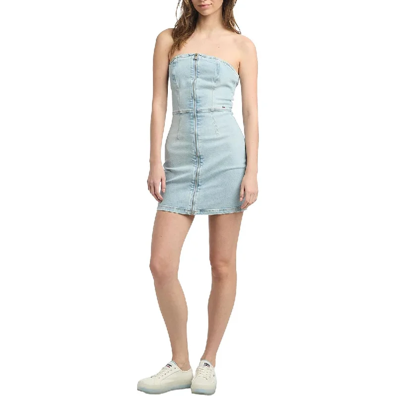 Women's Elegant Clothing Sets Tommy Jeans Womens Zipper Denim Mini Dress