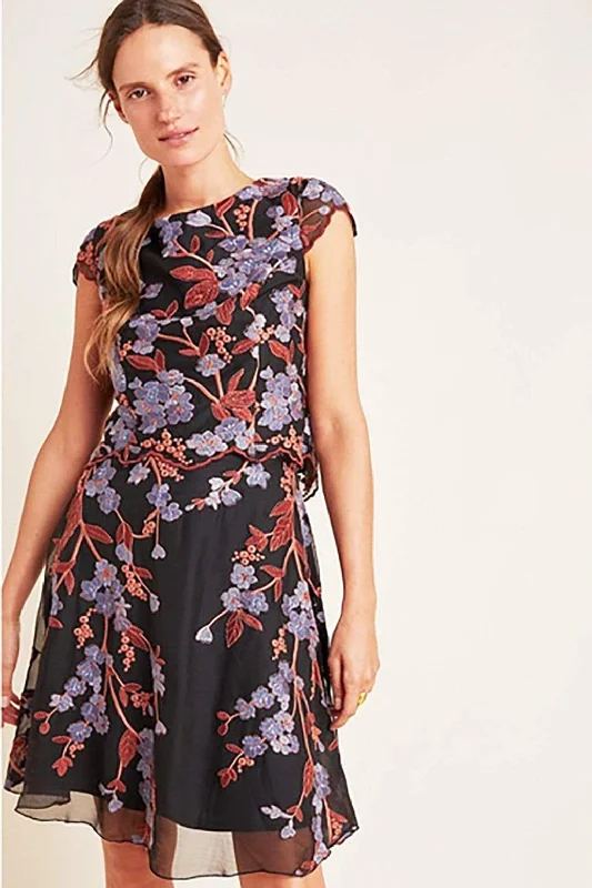 Women's Office Outfit Chiffon Bloom Mini Dress