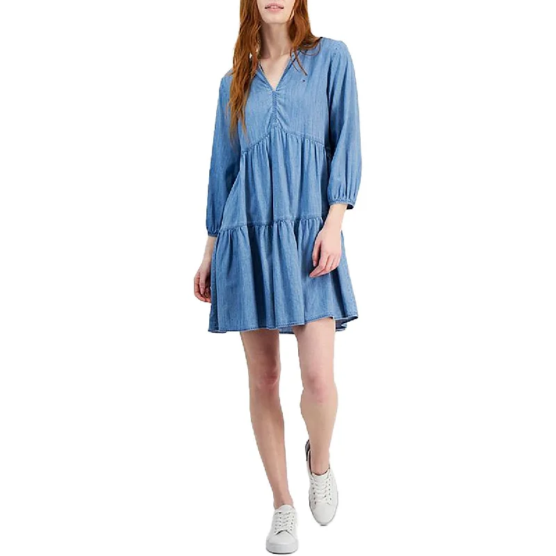 Classic Clothes For Women Tommy Hilfiger Womens Tiered Cotton Mini Dress