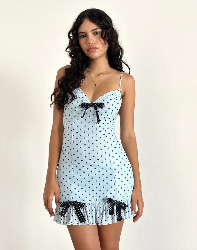 Women's Clothes For Special Occasions Khalil Mini Dress in Blue Black Basic Polka