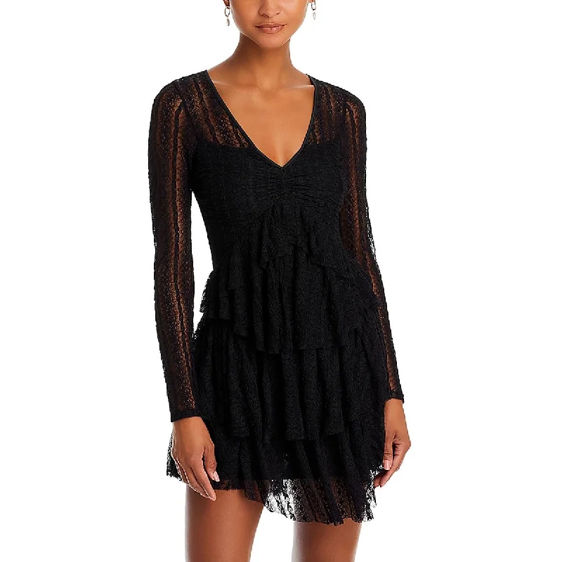 Women's Holiday Clothes LoveShackFancy Womens Lace VNeck Mini Dress