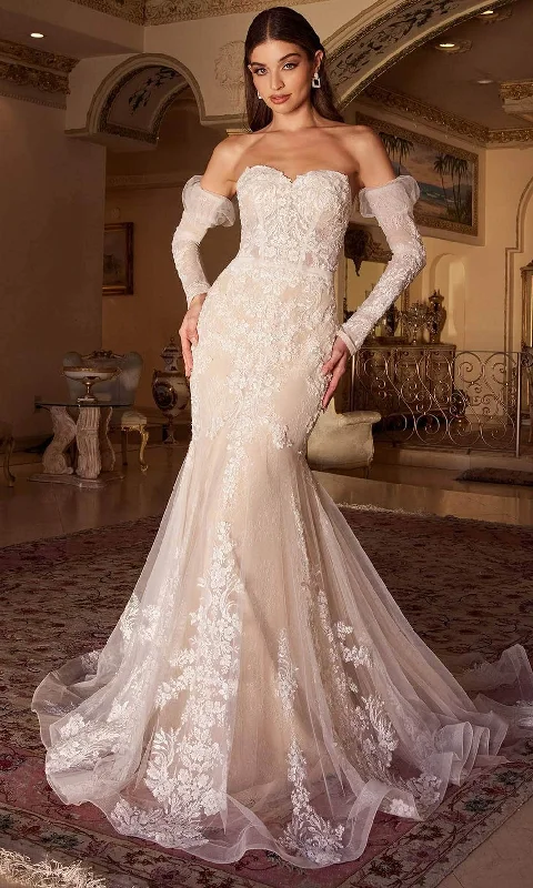 Women's Elegant Garments Cinderella Divine WL008 - Lace-Adorned Strapless Wedding Dress