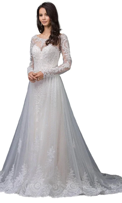 Women's High-Fashion Garments Dancing Queen 0009 - Long Sleeve Lace Applique Wedding Gown