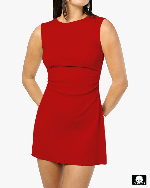 Women's Activewear Attire Ruched Muscle Tank Mini Dress