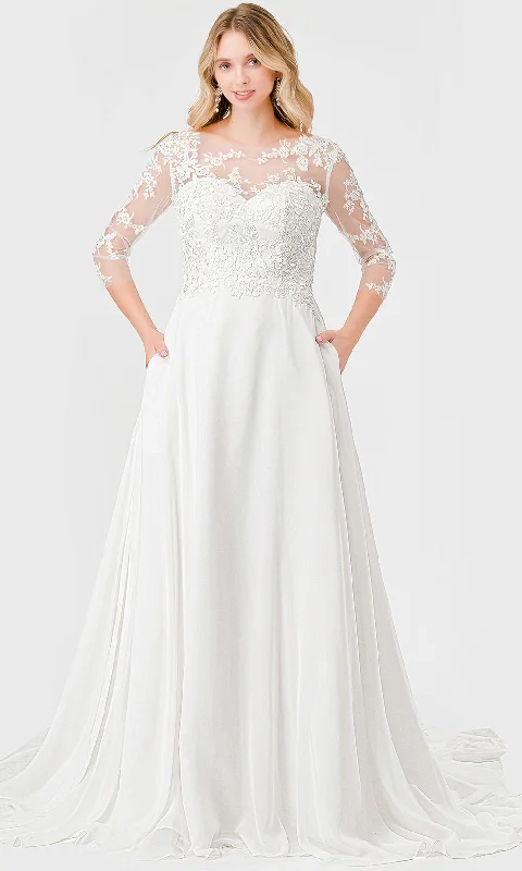 Women's Chic Outerwear Garments Trevi Collection MS0031 - Long Sleeve A-Line Wedding Gown